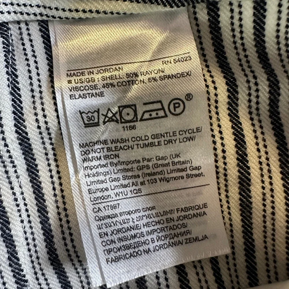 Banana Republic Blue Stripe Button Side Mini Skirt 14 Nautical ALine S/547958-00